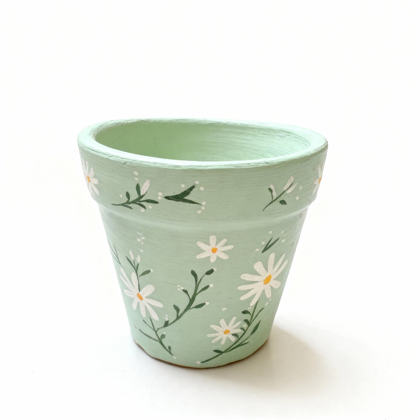 Hand-Painted Terracotta Pot – Daisy Blossom Design