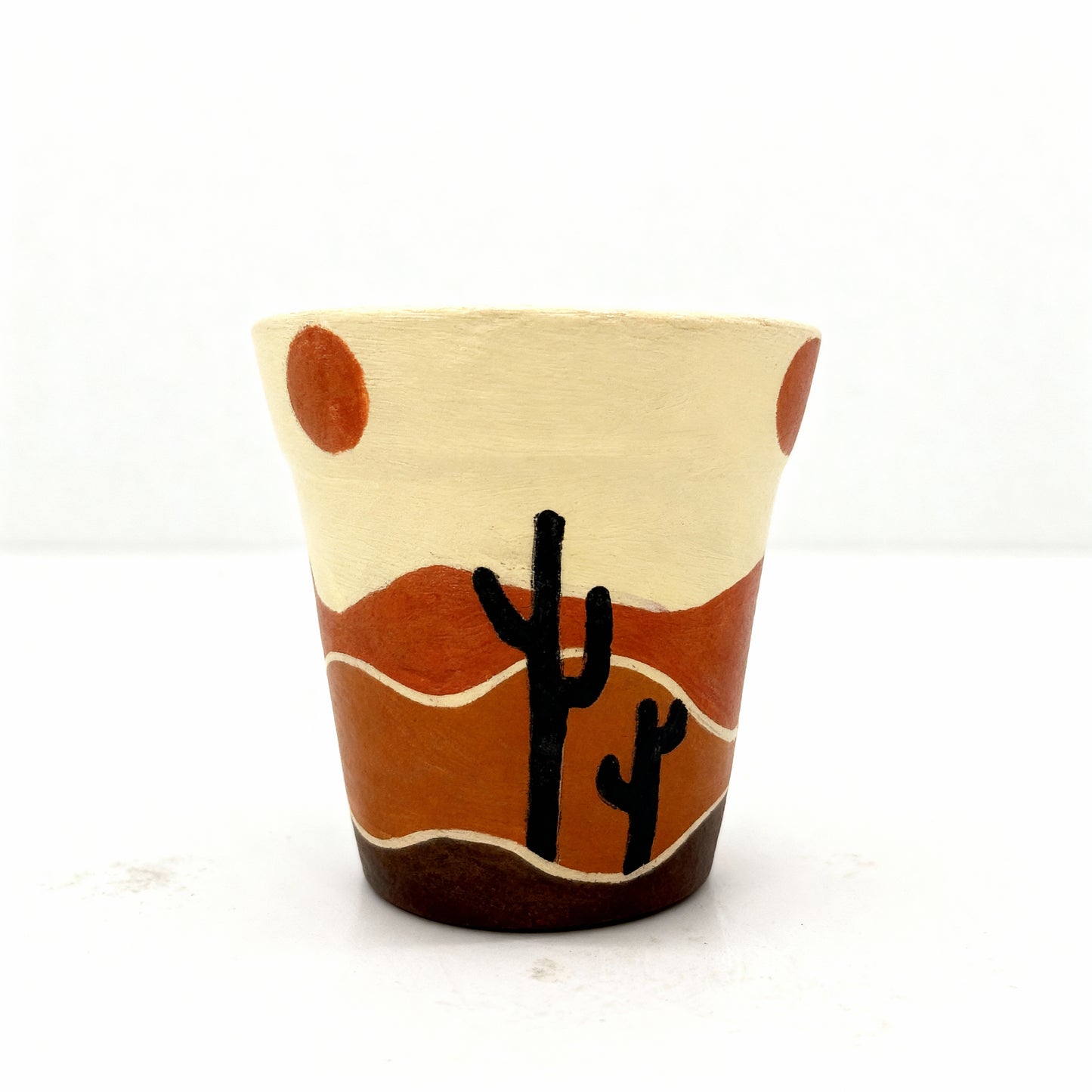 Hand-Painted Terracotta Pot – Desert Sunset Design
