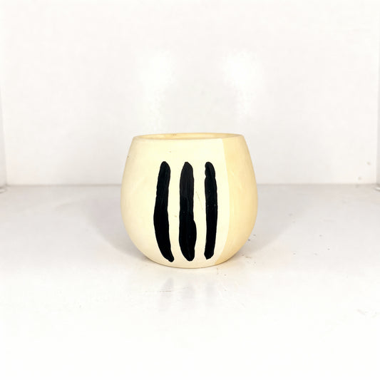 Minimal Hand-Painted Terracotta Pot – Cream (10 cm)