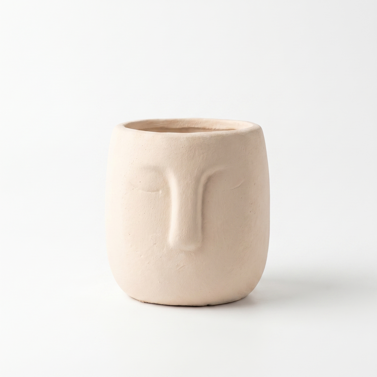Minimal Face Terracotta Pot – Cream