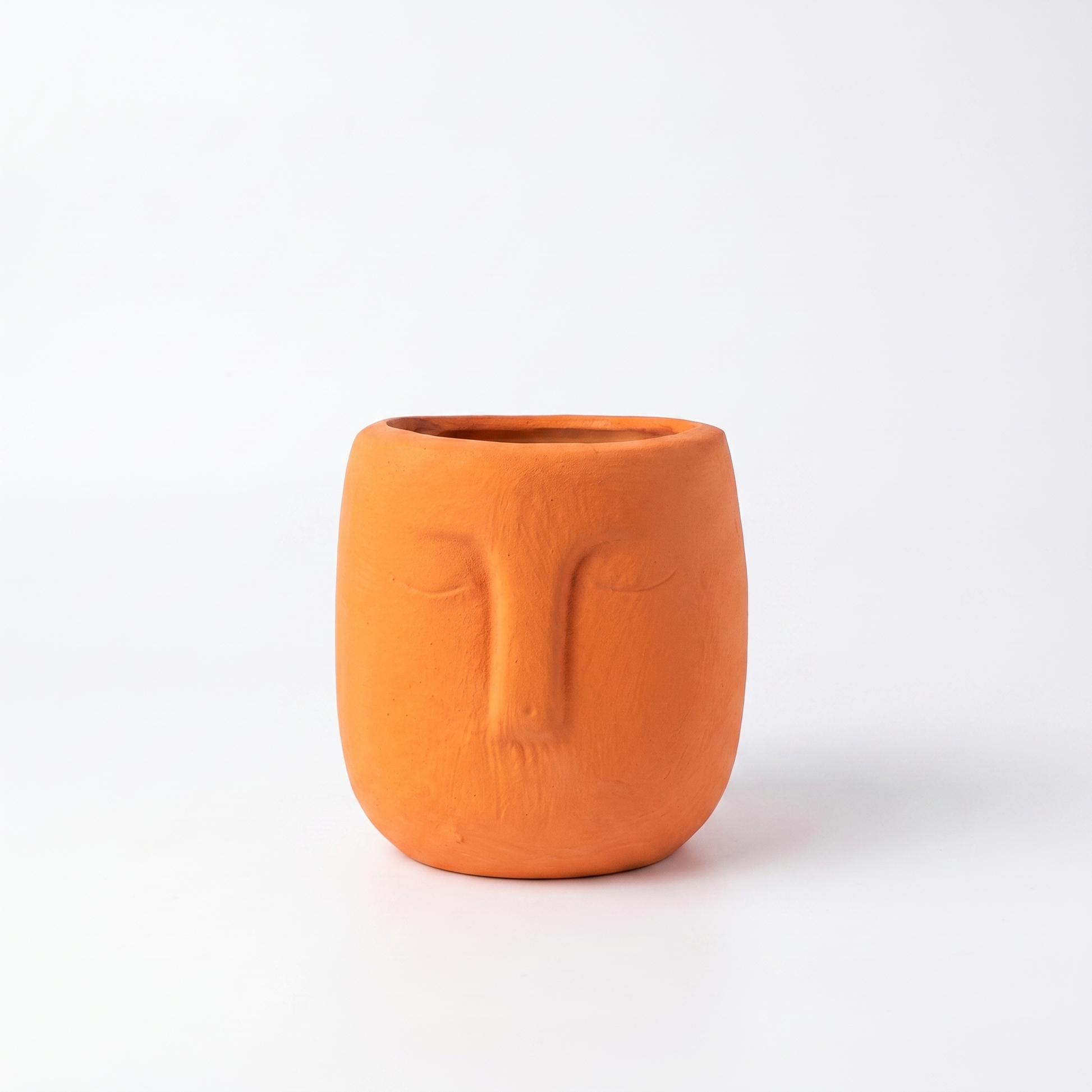 Minimal Face Terracotta Pot – Terracotta Orange